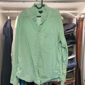 J Crew Green Lightweight Button Down